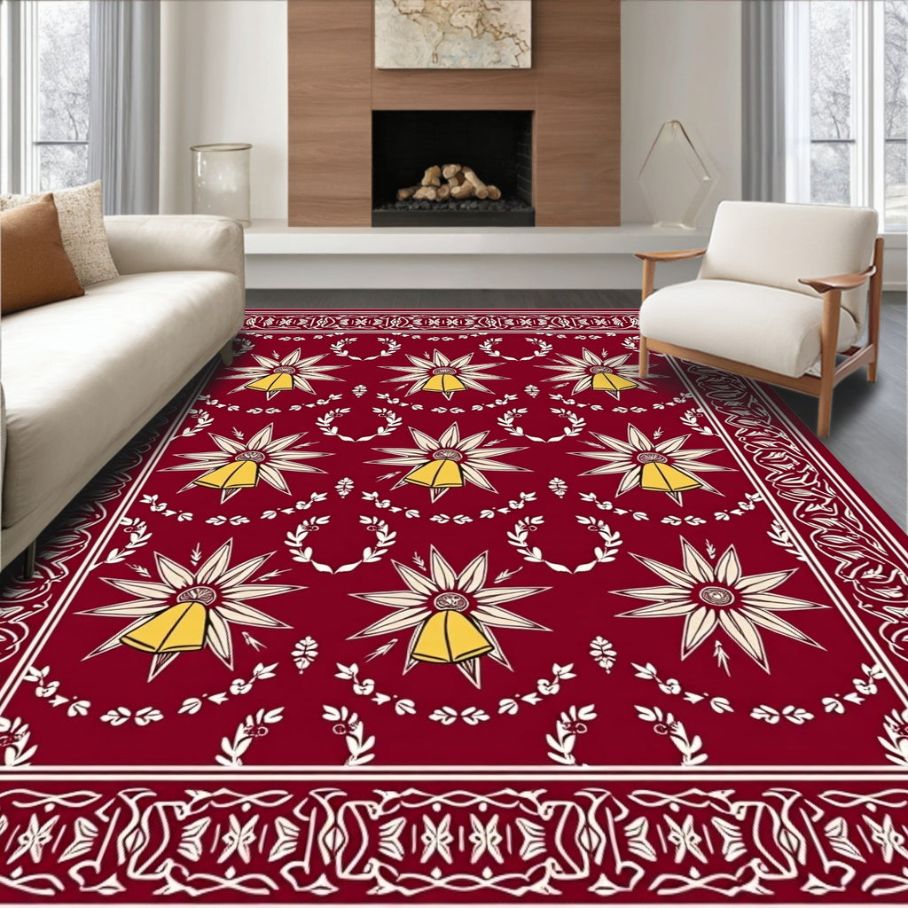 Deep Red Starburst Bell Laurel Rug