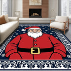 Classic Santa Claus Snowflake Border Rug