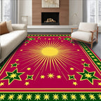 Crimson Sunburst Starburst Border Rug