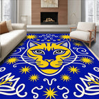 Bold Yellow Cat Cosmic Blue Rug