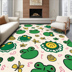 Whimsical Green Frog Pond Medley Rug