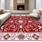 Crimson White Folk Inspired Medallion Rug