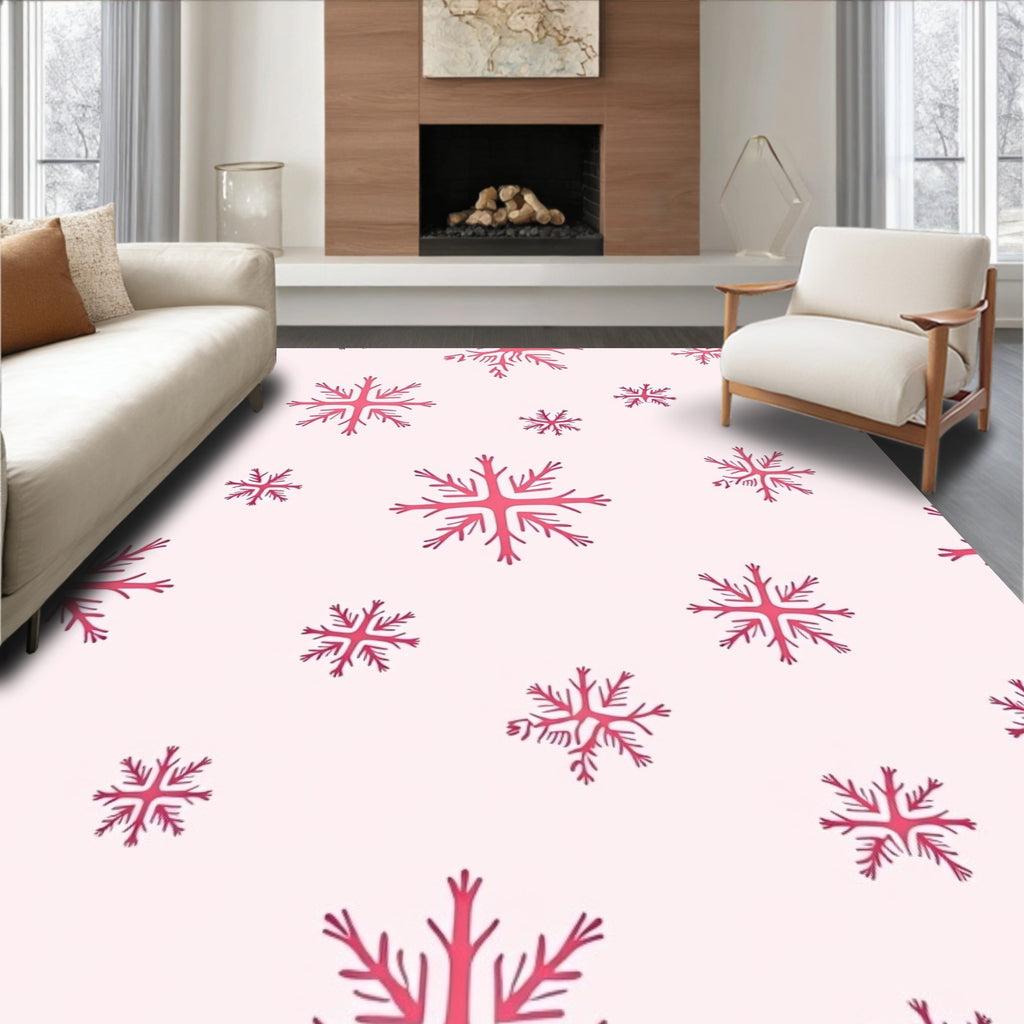 Crimson Snowflake Scatter Rug