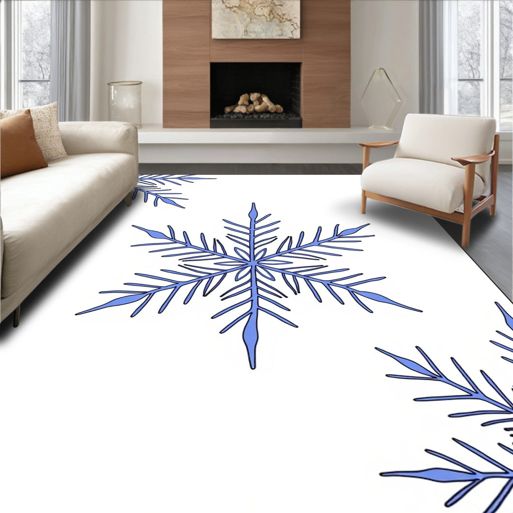 Blue Snowflake Corner Accents Rug