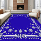 Royal Blue Snowflakes Medallion Frame Rug