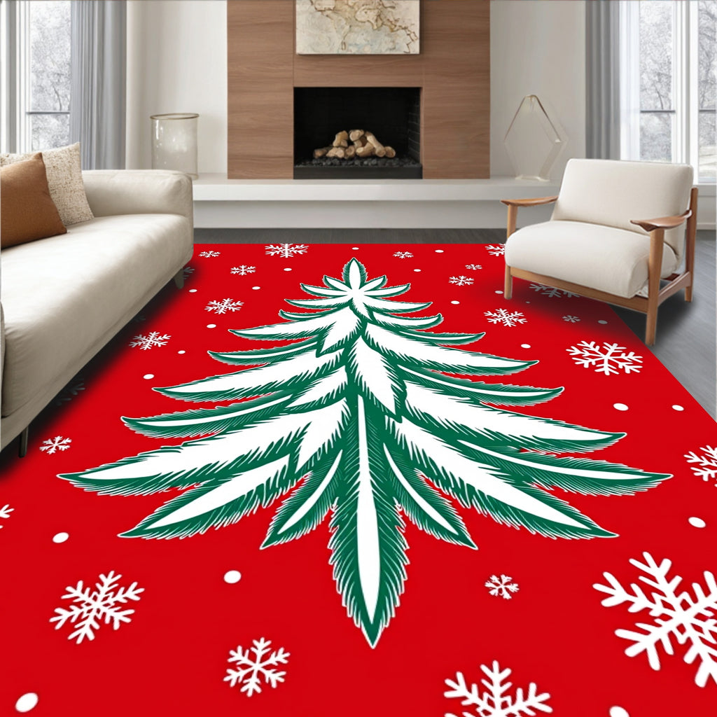 Crimson Tree Snowflakes Christmas Collection Rug
