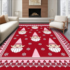 Red Gnome Snowflakes Festive Border Rug