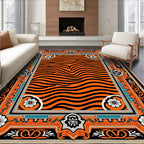 Bold Orange Black Tiger Stripe Rug
