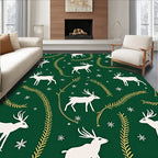 White Deer Festive Garland Emerald Rug