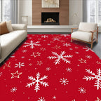 Red Winter Snowflake Star Accents Rug