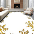 Golden Snowflake Border Christmas Art Rug
