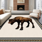Majestic Brown Bison Embossed Frame Rug