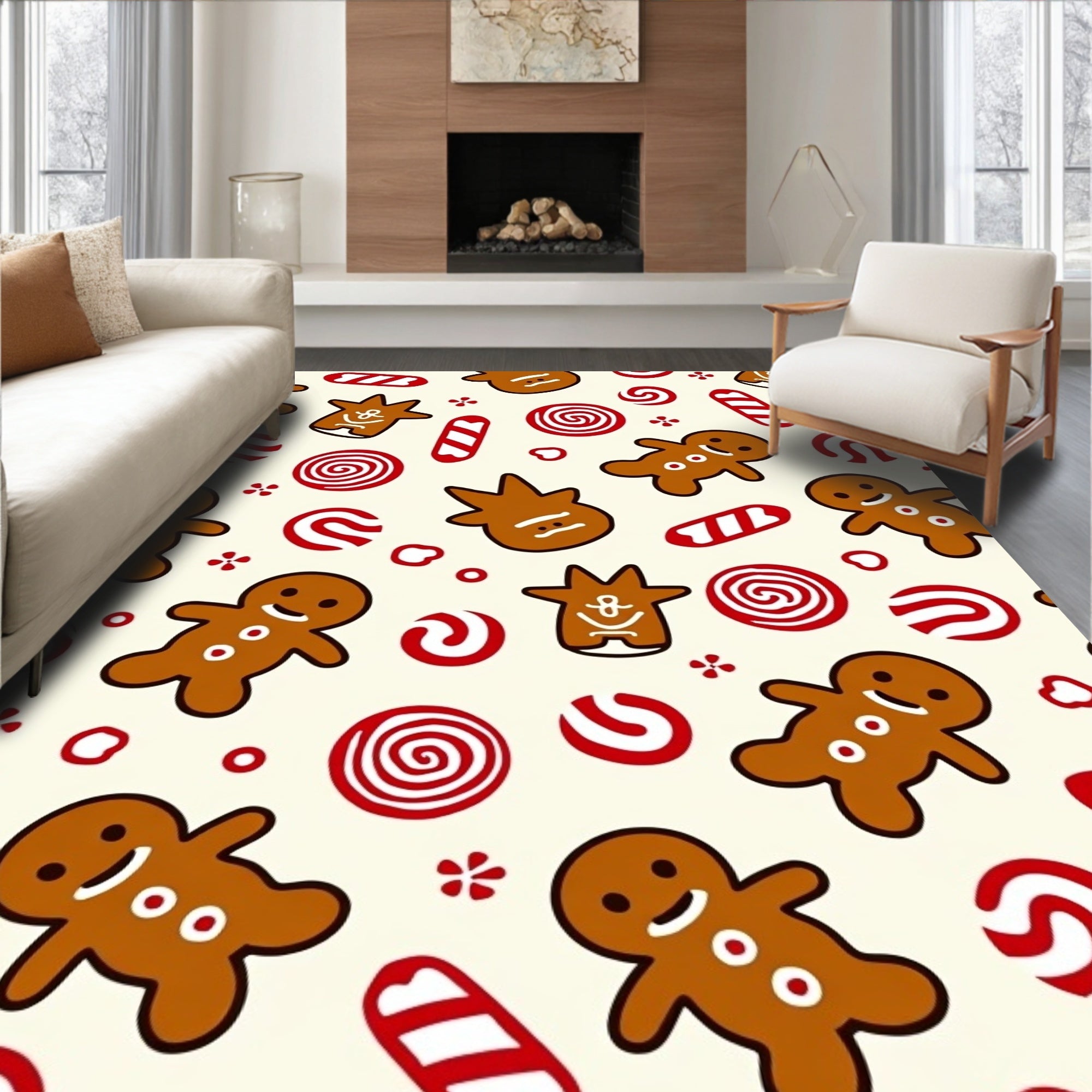 Brown Gingerbread Candy Swirls Rug