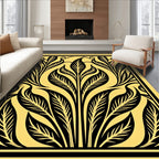Black Leafy Flourish Art Deco Rug