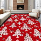 Winter Forest Red Snowflakes Rug