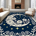Celestial Floral Moon Night Sky Rug