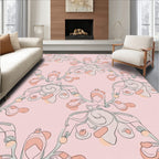 Soft Pink Pastel Floral Symmetry Rug