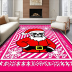 Pink Snow Flake Skeleton Santa Rug