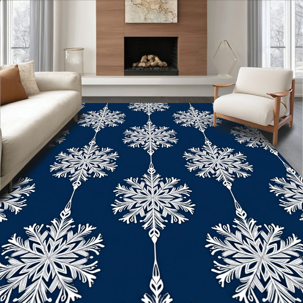 White Starburst Medallion Navy Rug