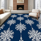White Starburst Medallion Navy Rug