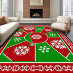 Crimson Green Snowflake Medallion Rug