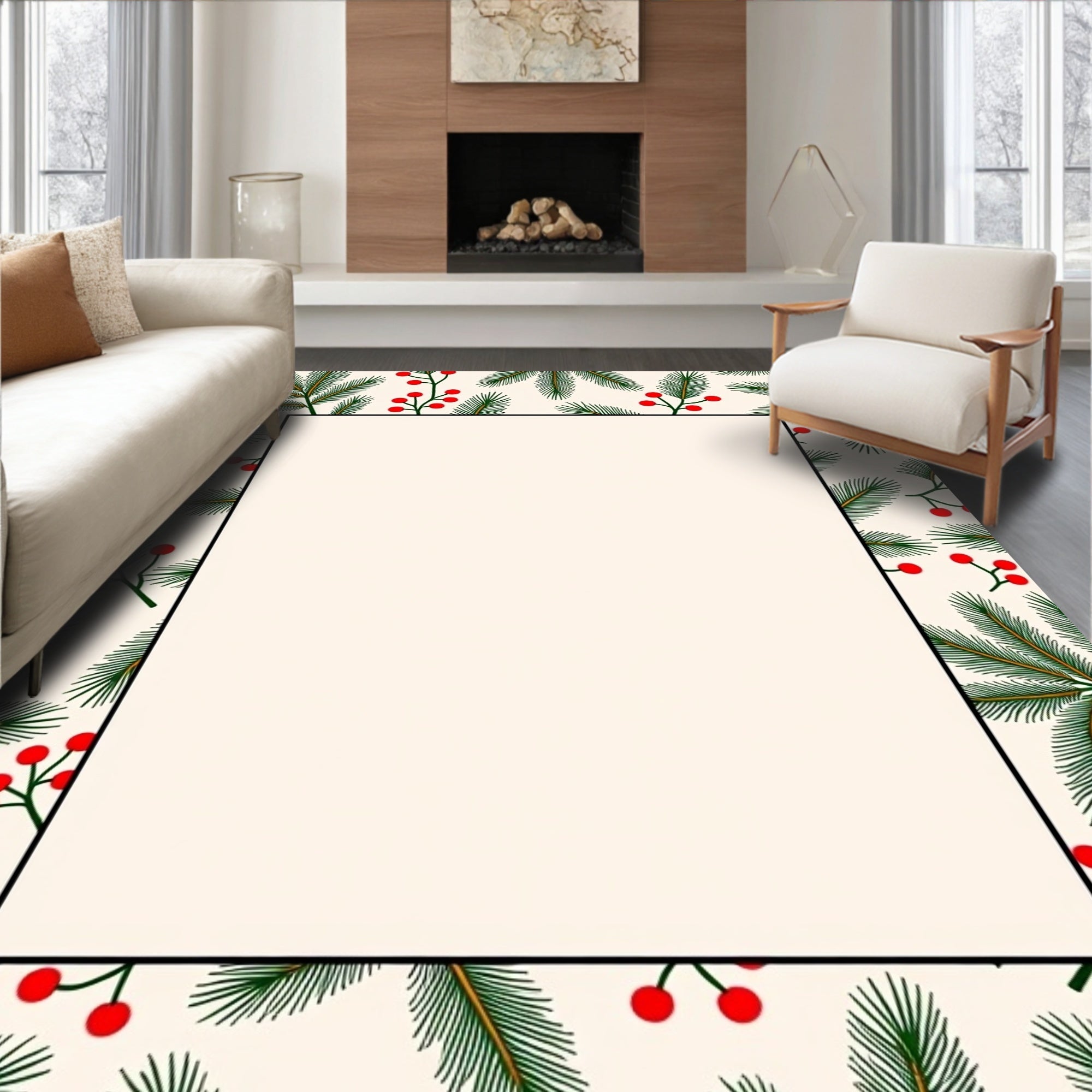 Evergreen Berry Branch Ivory Rug