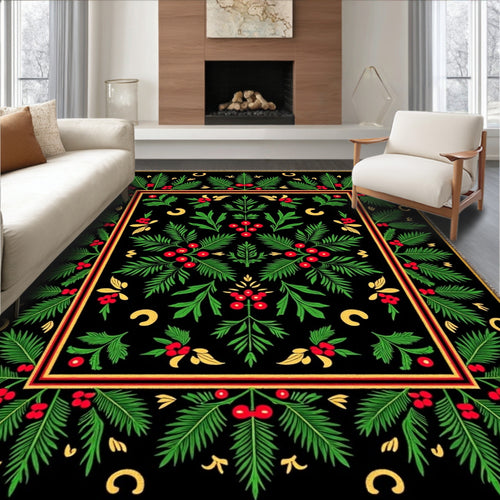 Black Emerald Hollyberry Floral Rug