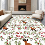 Whimsical Deer and Berry Garland Rug