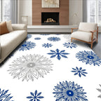 Ocean Blue Silver Snowflake Scatter Rug
