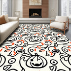 Whimsical Pumpkin Ghost Swirls Rug