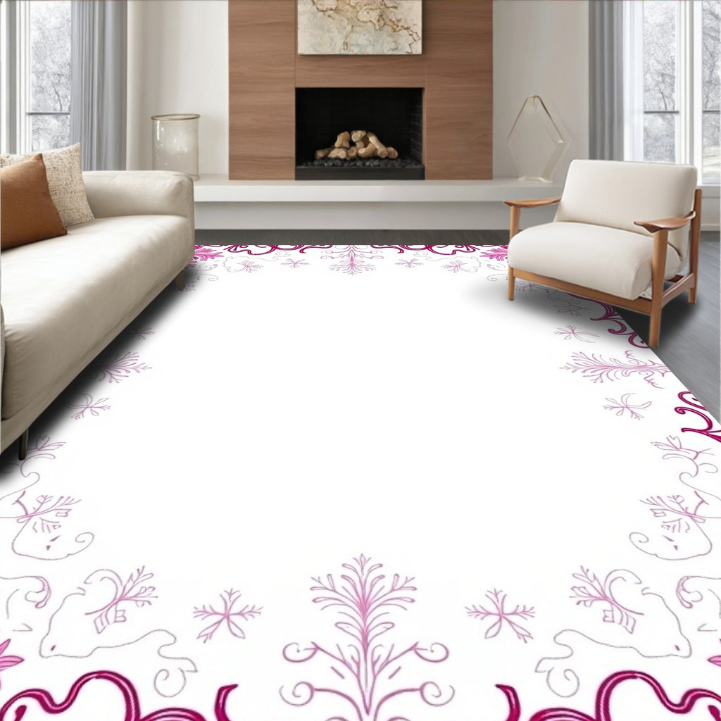 Fuchsia Scrollwork Snowflake Medallion Rug
