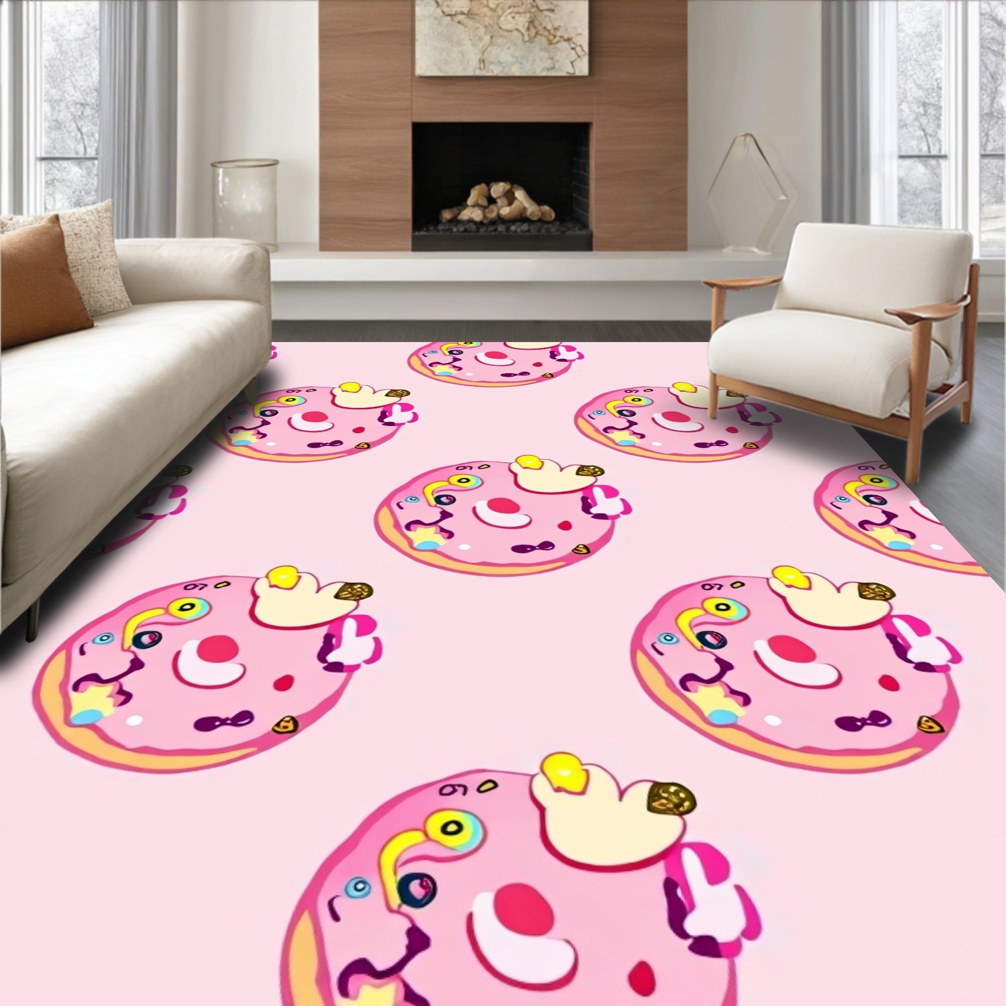 Pink Donut Sprinkle Whimsy Rug