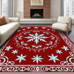 Deep Crimson Ice Bloom Rug