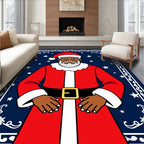 Red Santa Night Stars Border Rug