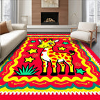 Playful Yellow Giraffe Star Border Rug