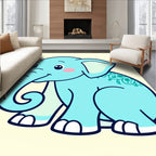 Charming Teal Elephant Adorned With Swirls Rug