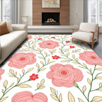 Whimsical Pink Rose Garden Swirl Rug