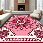 Crimson and Pink Mandala Medallion Rug