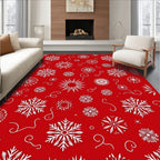 Festive Red Snowflake Cluster Rug