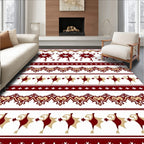 Crimson Gold Folk Star Border Rug