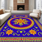 Vibrant Blue Starburst Medallion Rug