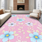 Pastel Pink Light Blue Floral Vines Rug