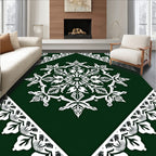White Snowflake Emerald Mandala Rug