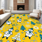 Joyful Snowman Christmas Tree Snowflakes Rug
