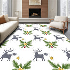 Gray Deer White Poinsettia Star Rug