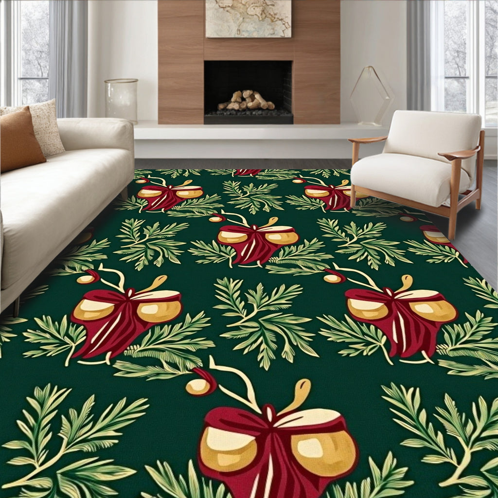 Victorian Red Bow Acorn Greenery Rug