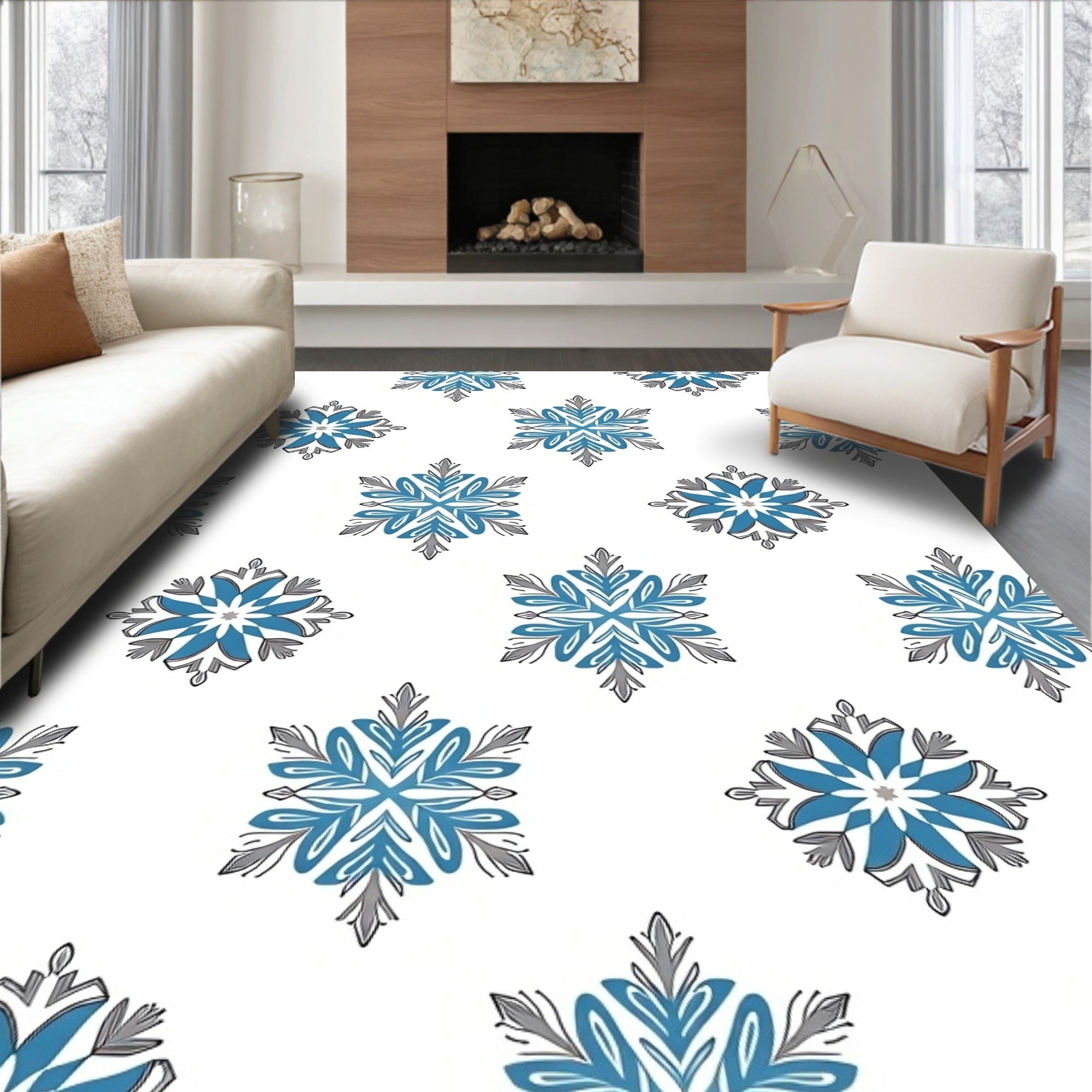 Classic Blue Starburst Medallion Rug
