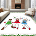 Whimsical Elves Merry Snowflakes Border Rug