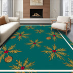 Teal Pinecone Berry Foliage Rug