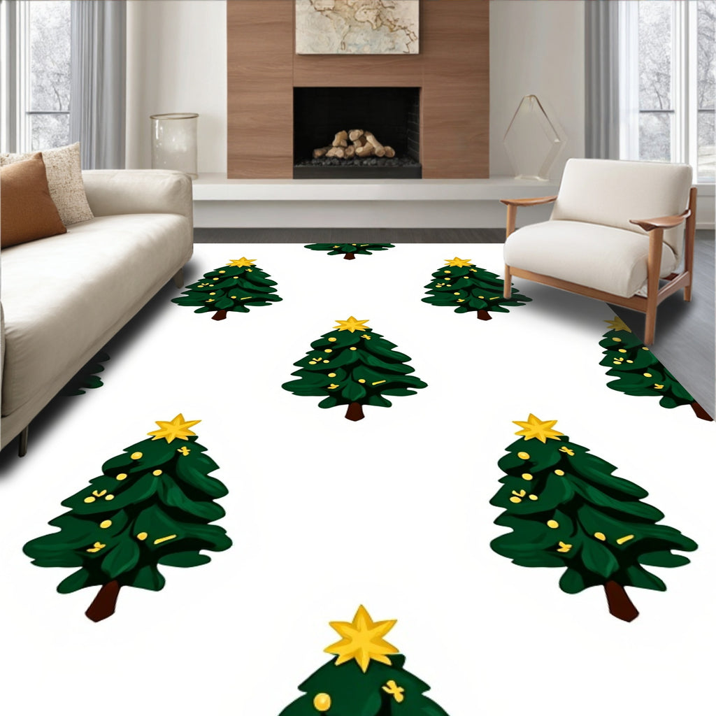 Emerald Evergreen Festive Tree Star Rug